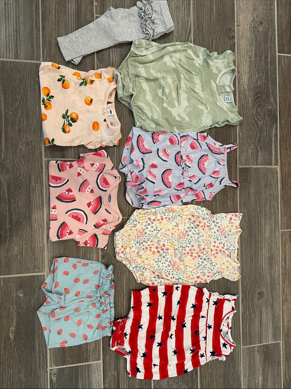 Old Navy - Baby Girl Rompers, Onesies & Bottom Bundle - Fruit & Floral Prints